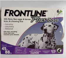 Frontline Plus Flea Tick Control For Dogs 45-88 lbs. 6 Doses New Sealed