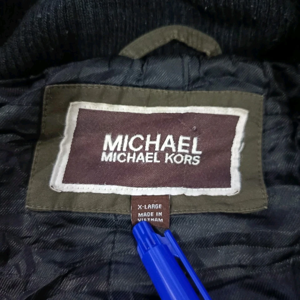 MICHAEL KORS Military Jacket Outdoor Jacket Size XL Dark Green Pit27 - Image 2 of 4