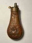 ANTIQUE CIVIL WAR ERA COLTS PATENT BLACK POWDER POCKET FLASK-EMBOSSED W/13 STARS