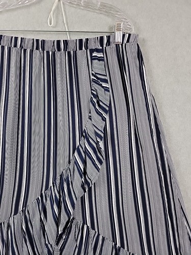 No Boundaries Blue Striped Elastic Waist High Low Midi Skirt Women's Large XXL - Picture 3 of 10