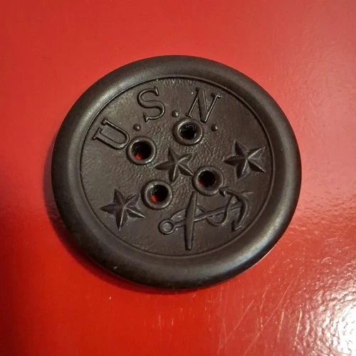 Civil War US Navy Button 1851 Goodyear India Rubber Co U.S.N. Hard Rubber NY