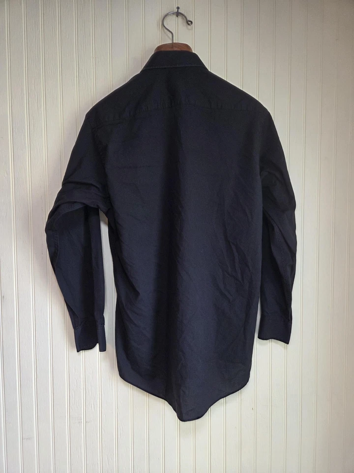 Camisa Pierre Cardin Para Hombres 15.5 32/33 Negra Manga Larga Con Botones Vestido Bolsillo Foto 3 de 4