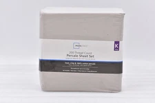 Mainstays 200 Thread Count 4 Piece Percale Sheet Set in Grey Pumice, King