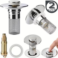 2-Pack Sink Stopper Hair Catcher Bathroom Pop Up Sink Drain Strainer Filter Plug