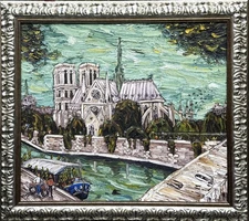 Rick Mullin (Americ.) Contemp. Heavy Impasto Style "Notre Dame Cathedral, Paris"