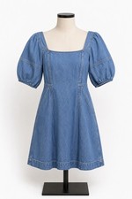 Madewell Denim Mini Dress Size 0 Womens Blue Cotton Short Sleeve Pockets Casual
