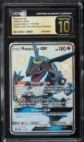 CGC 10 PRISTINE Rayquaza GX 177a/168 Hidden Fates Pokémon Celestial Storm psa