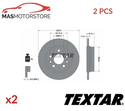 BREMSSCHEIBEN SATZ PAAR HINTEN TEXTAR 92352803 2PCS A NEU OE QUALITÄT - Bild 1 von 4
