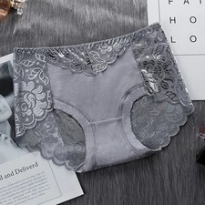 1pc Cotton Underwear Mid Waist Lace Panties Hollow Briefs Hip Lift Soft Lingerie