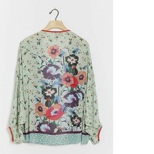 Anthropologie Tanisha floral viscose Kimono new nwt blue color