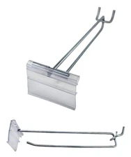 100 PACK 4 Inch Flip Scan™ Metal Peg Hooks w/Label Holder 1/8" to 1/4" Pegboard