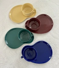 VTG OGGI? Soup Sandwich Snack Set Ceramic Bowl Plate Jewel Tone, Cup Holds 16 oz