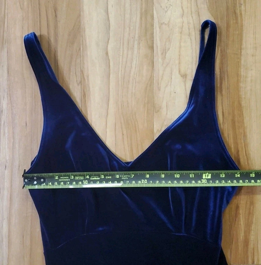 Vestido sin Mangas Vintage Victoria's Secret Terciopelo Elástico Pequeño Azul Y2k Foto 3 de 4