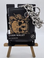 No Boundaries Men's Skull Chain Wallet Black RFID Biker Trucker Punk Style Goth
