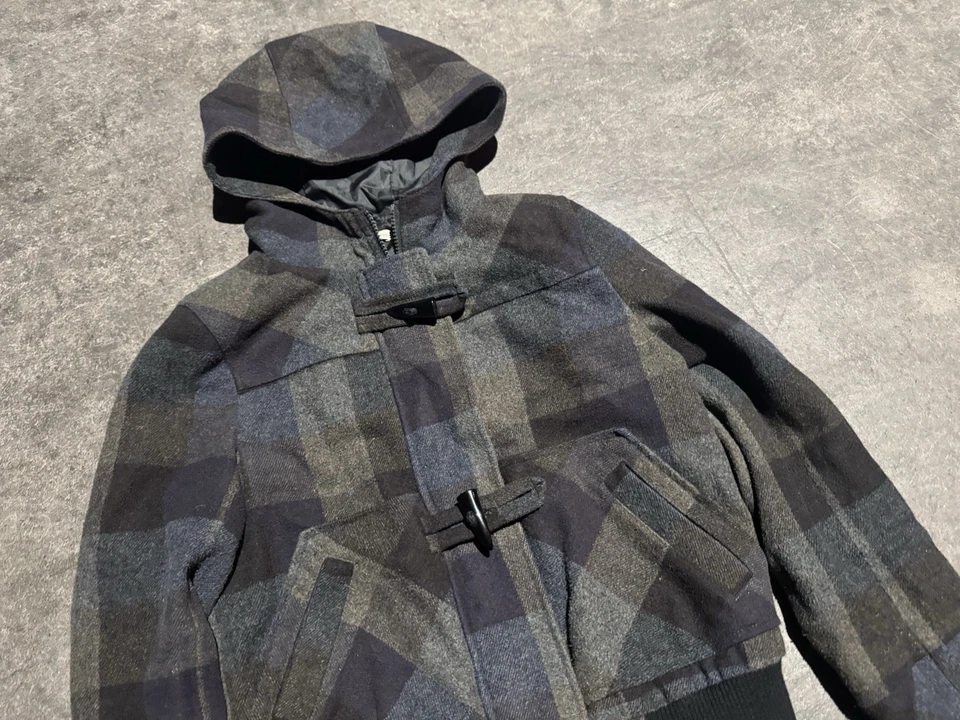 Sudadera con Capucha Y2K Abercrombie And Fitch Estilo Cuadros Recortados con Cremallera a Cuadros Peso Pesado M Foto 3 de 4