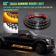 2x 60" Running Board LED Light DRL Side Step Strip Bar Amber White Turn /NEW/