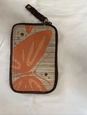 Fossil Leather Card and Coin Purse With Key Holder With Butterfly