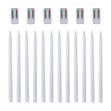 15 In. H White LED Taper Candles with Remote Timer - (Set of 12)