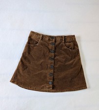 Brandy Melville Brown Corduroy Button Front Mini Skirt Small 25-26" Waist