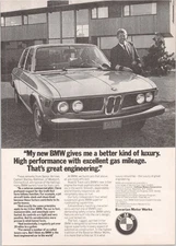 BMW 3-Liter Sedan Vintage Print Ad 1974 Bavarian Motor Works Luxury
