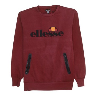 Ellesse Herren Pullover Sweatshirt rot M Logo Rundhals Reißverschluss Taschen