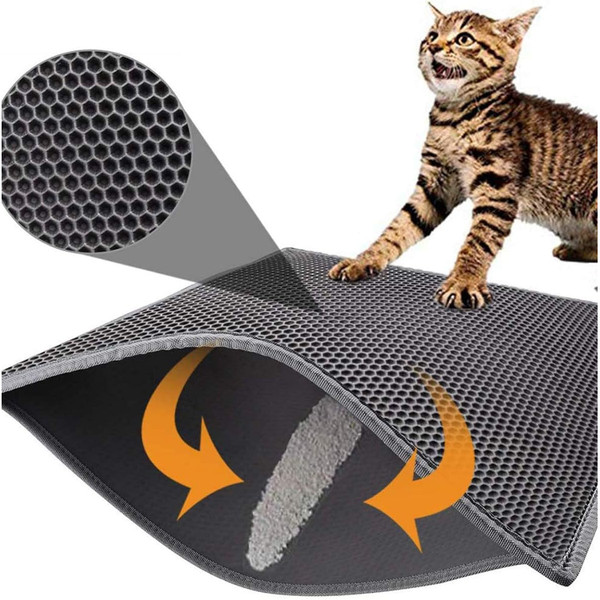 Katzenklo Matte Grau 76X61 Cm Doppelschicht Waben Streumatte Katzen Matte-image