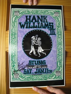 Hank Williams III Poster Offset The 3 Third S/N Brian Salvador Curly