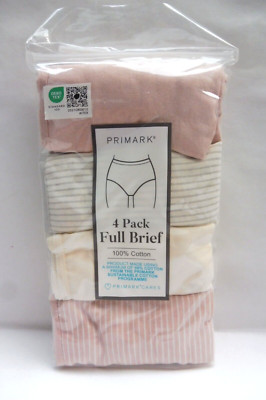 PRIMARK 4er Pack Damen Maxislip Maxis Baumwolle PASTELLFARBEN - Größe L, XL, 2XL