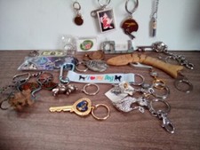 21 Key chain Lot Rhinestone Cat Beaded Lizard Dog Charms Fish Sports Keychains