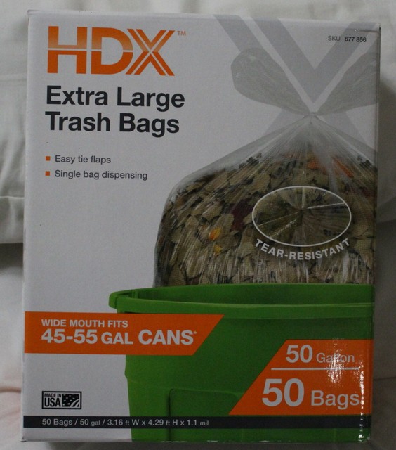 HDX Extra Large Trash Bags Wide Mouth Fits 4555 Gal Cans 677 856