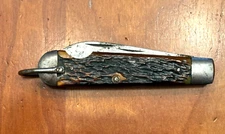 1930s CAMILLUS 2- BLADE JACK KNIFE POCKET KNIFE WITH BONE HANDLE  4-LINE RARE