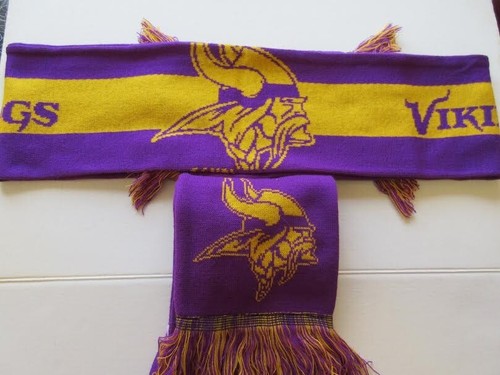 Minnesota Vikings (TWO) Scarves Knit Winter Neck - Double Sided Big Team Logo - Picture 3 of 3