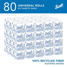 80 Rolls SCOTT Soft Toilet Paper 473 Sheets 2Ply NO CLOG SEPTIC SAFE Bulk Supply