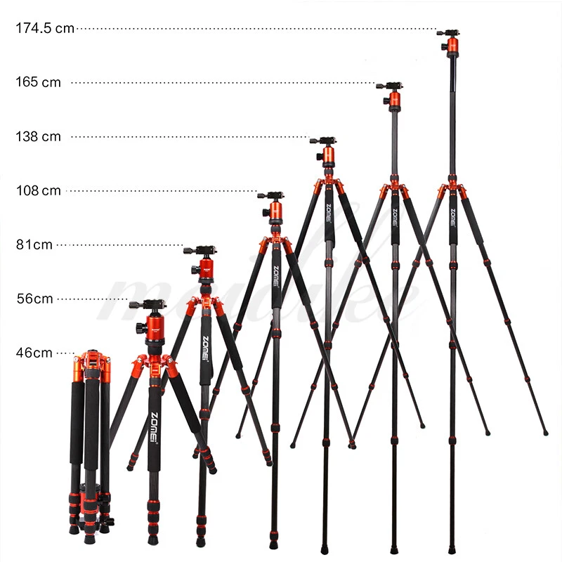Orange Z888C Carbon Fiber Tripod Travel Monopod With Ball Head Stand For Camera - Image 3 of 4