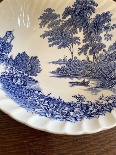 The Ferry Blue Serving Bowl Ironstone By Swinnertons Scalloped Edge - Picture 4 of 7