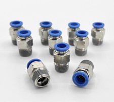 Straight 1/4 OD x 1/8" NPT Male One Touch Push to Connect Air Fitting, 10 pcs