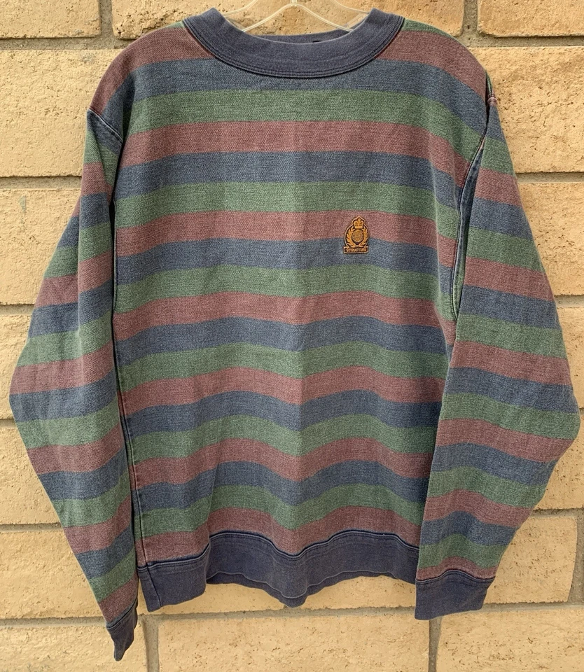 Suéter Sudadera Vintage Estructura Ropa Activa Rayas Manga Larga Logo Foto 4 de 4