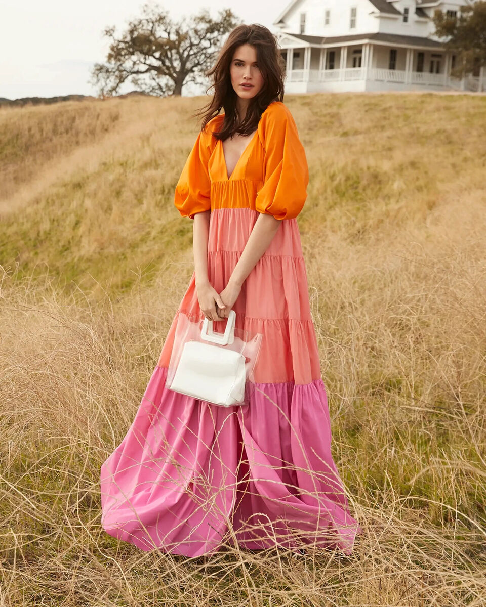 NWT Staud Meadow Empire Colorblock maxi dress Tangerine NWT Staud Meadow Empire Colorblock maxi dress Tangerine