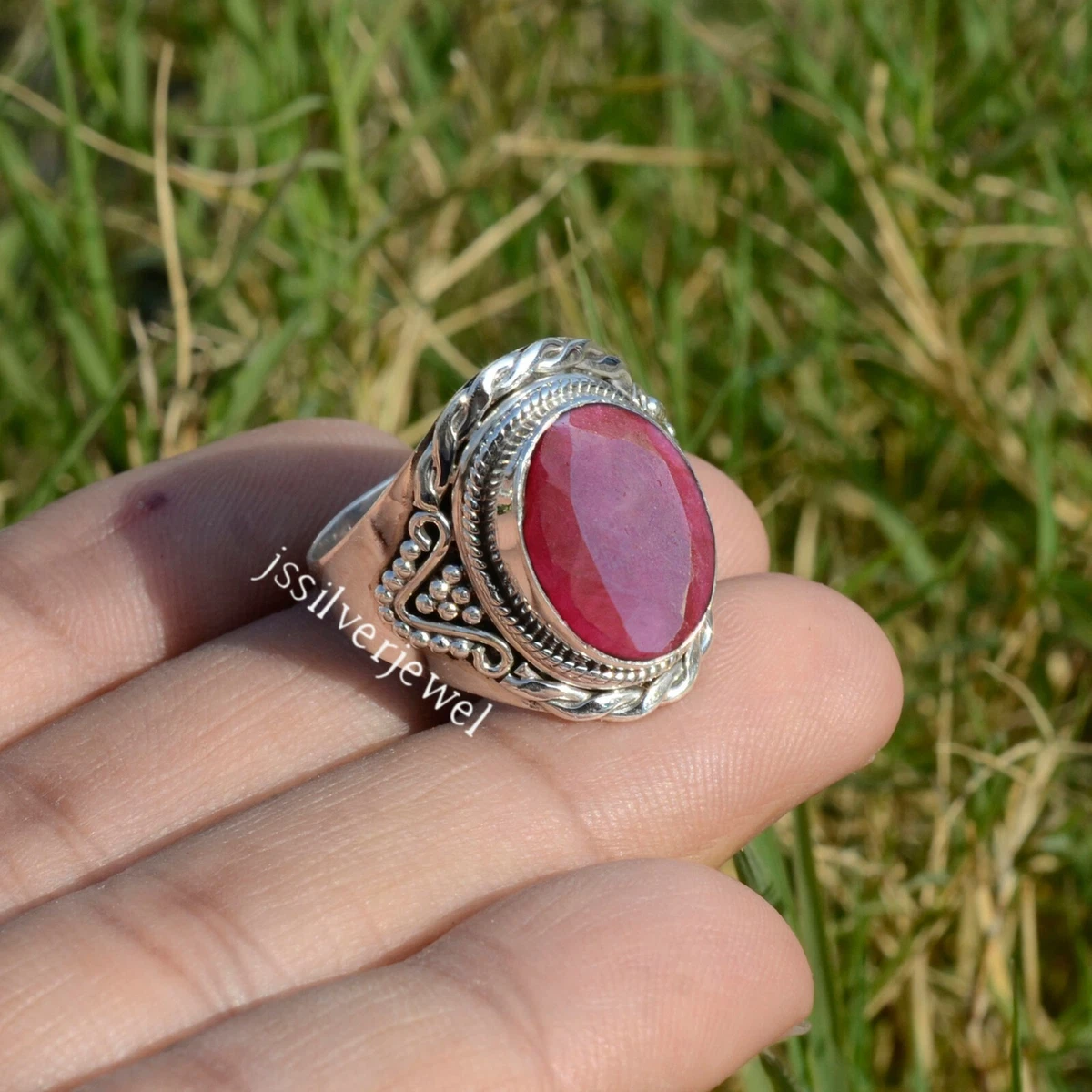 Mens ruby signet ring sale