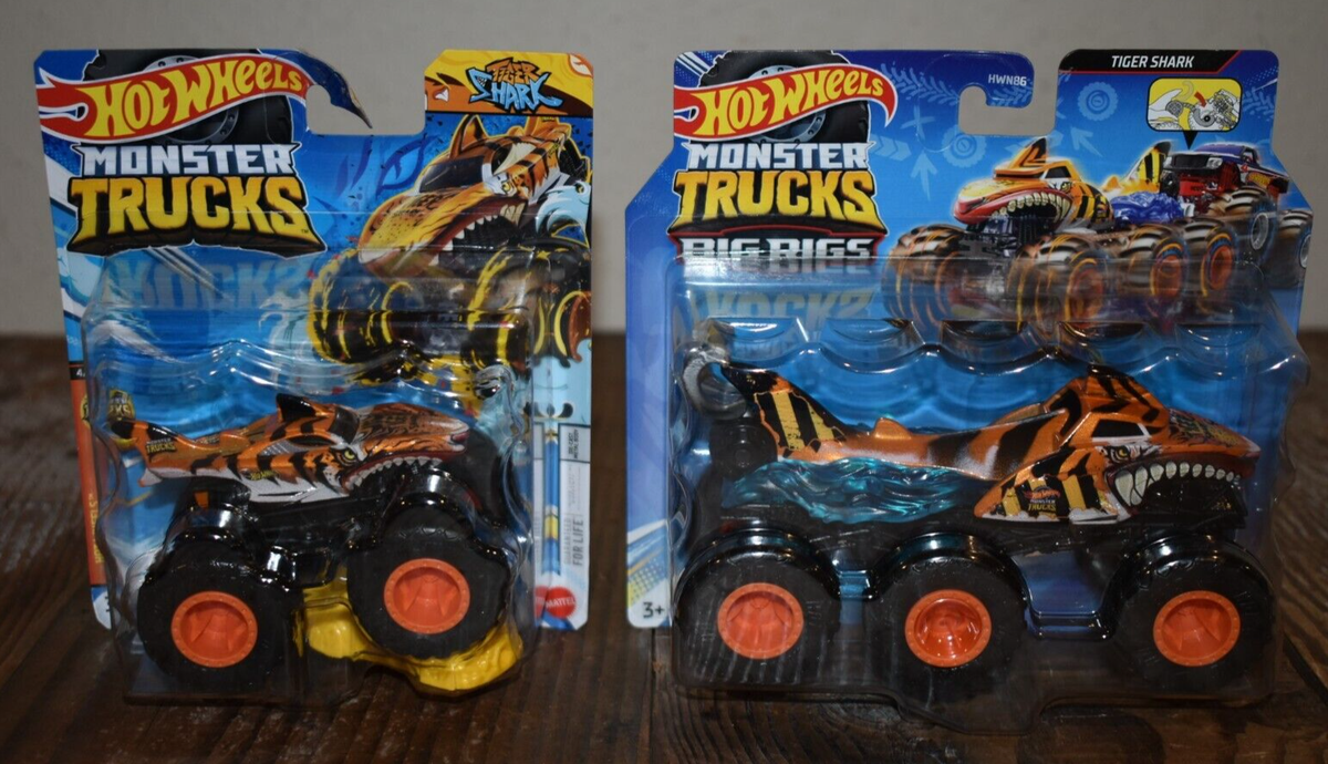 HOTWHEELS TIGER SHARK BIG RIGS TOW TRUCK MONSTER TRUCK