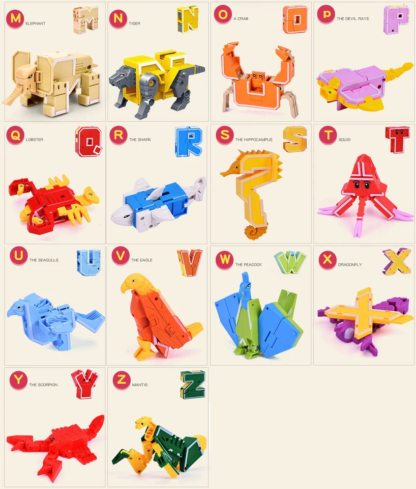 A-Z 26 robots del alfabeto juguetes para niños regalo ABC aprendizaje transformadores juguetes letras Foto 4 de 4