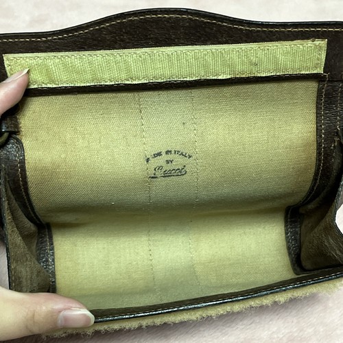 Gucci Sherry Line Pouch GG Pattern Interlocking Logo 70s PVC Leather B - Picture 3 of 6