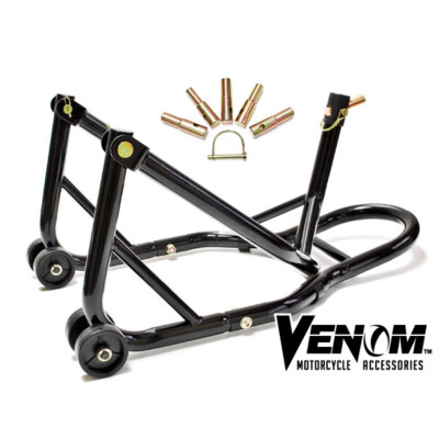 FRONT TRIPLE TREE + REAR SWINGARM LIFT STANDS + 10MM SPOOLS For