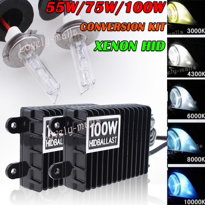 55W 75W 100W HID Xenon Conversion KIT Bulb HIgh Low Single Beam Fog Lights Lamp