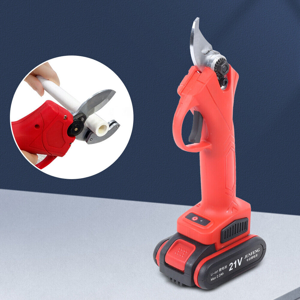 42W Electric Shear 25mm Battery Powered Cordless Pruner 21V Scissor w/ Batteries
