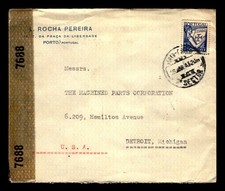 Portugal 1943 Censor Cover to USA - L5734