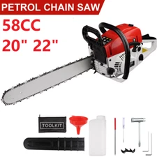 58CC 20" 22" Gasoline Chainsaw Powered Tree Wood Cutting Engine Gas Chain Saw