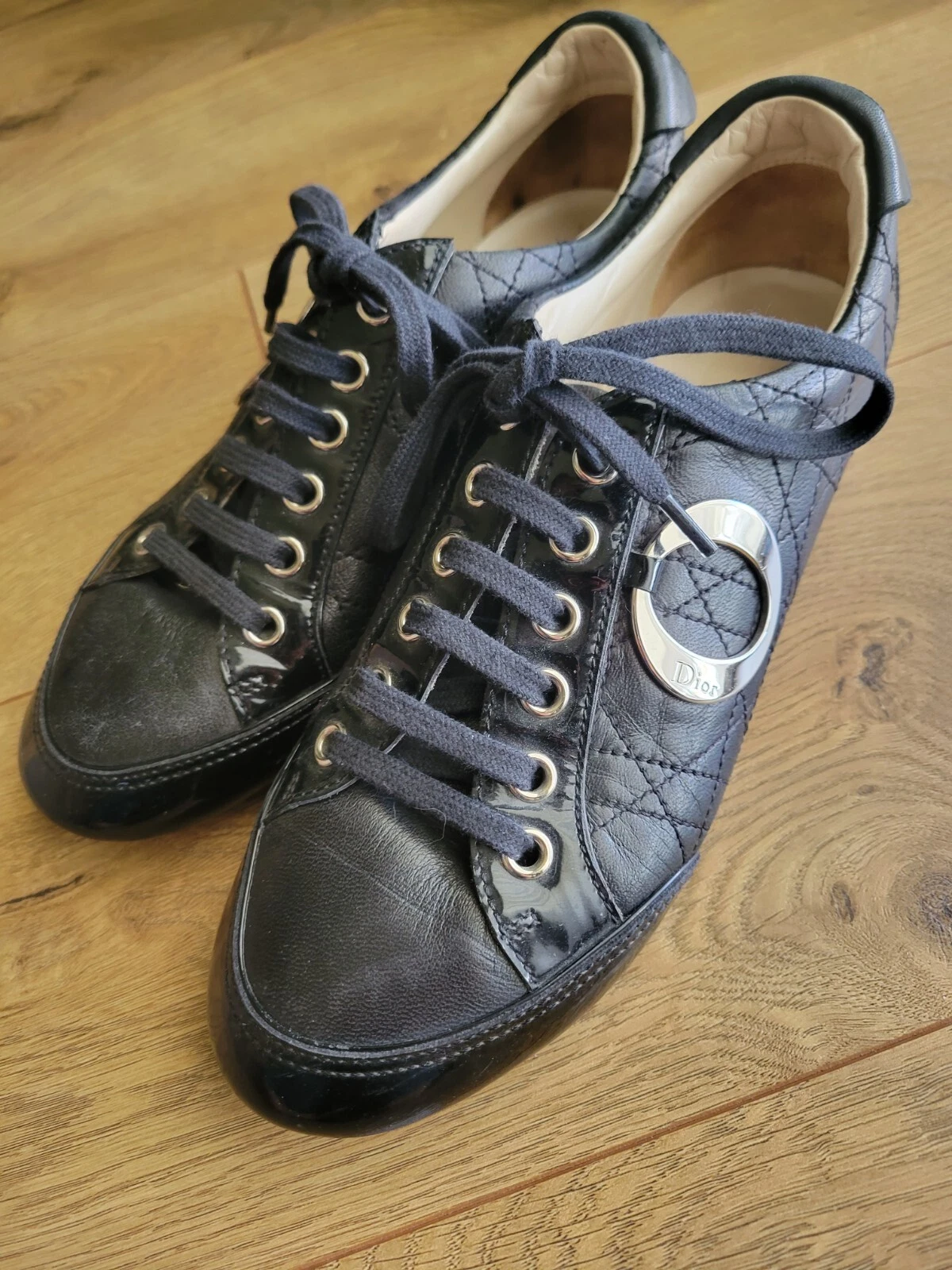 Chaussures décontractées femmes vintage Dior noires à lacets 36,5 US6,5