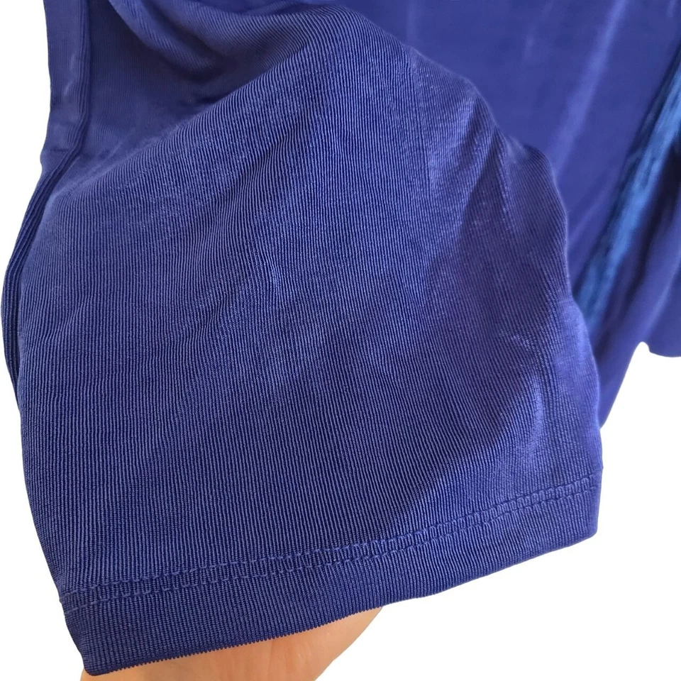 Blusa Top Slinky Brand Para Mujer 2X Azul Borde con Flecos Mangas Largas Cuello Redondo Foto 4 de 4