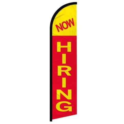 Now Hiring Windless Full Sleeve Feather Advertising Help Wanted Banner Flag